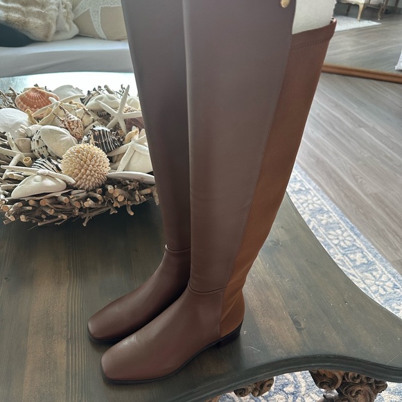 Stuart Weitzman City Block Brown Leather Over the Knee Boots